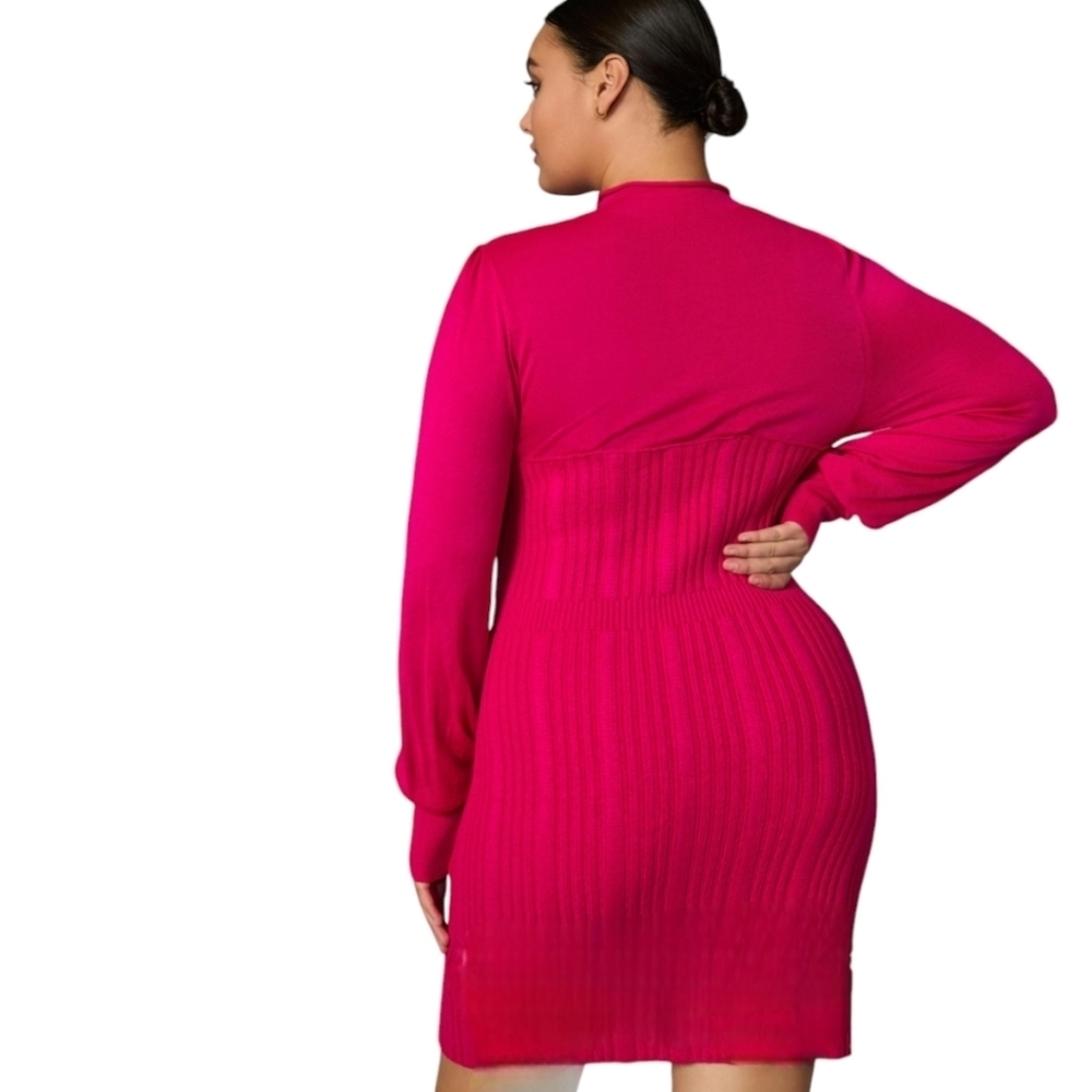 Anthropologie Turtleneck Sweater Dress Lightweight Rose Pullover Bodycon NWT SM - Picture 8 of 16